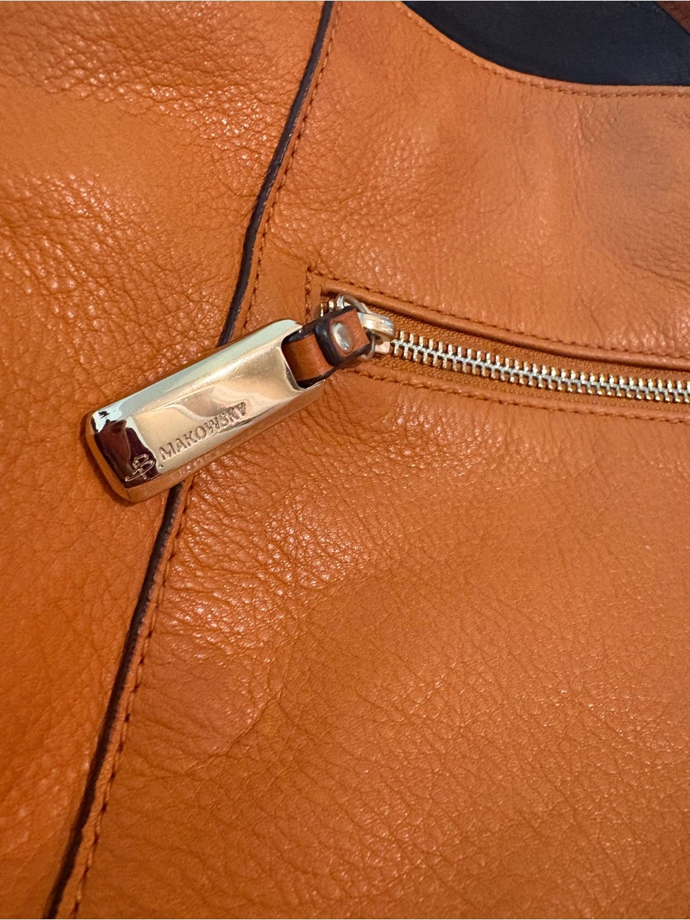 b. makowsky Orange Leather Shoulder Hobo - Picture 9 of 11